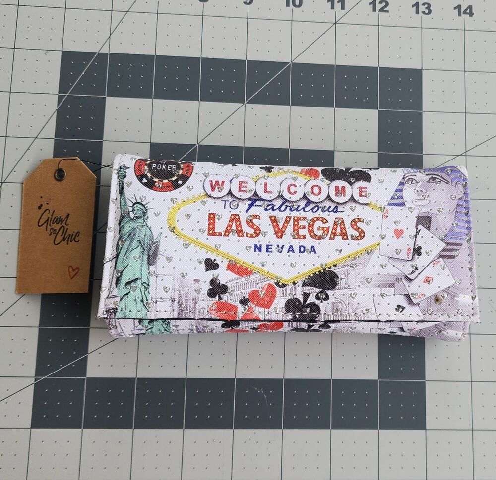 Glam & Chic Las Vegas Graphic Print Checkbook Wallet ID Window Zip Coin Pocket
